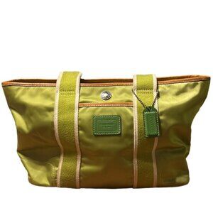 Coach Green Nylon Hampton Mini Tote